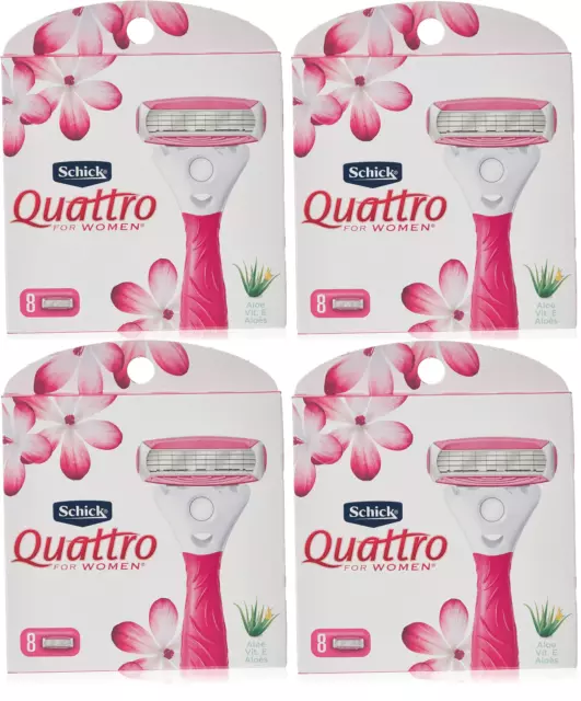 Hojas de afeitar Schick Quattro para mujer aloe y vitamina E - 32 cartuchos de recarga