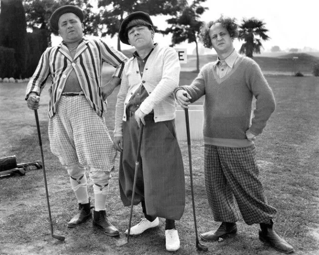 Moe, Curly And Larry Golfing Three Stooges Black ANd White 8x10 Picture Celebrit