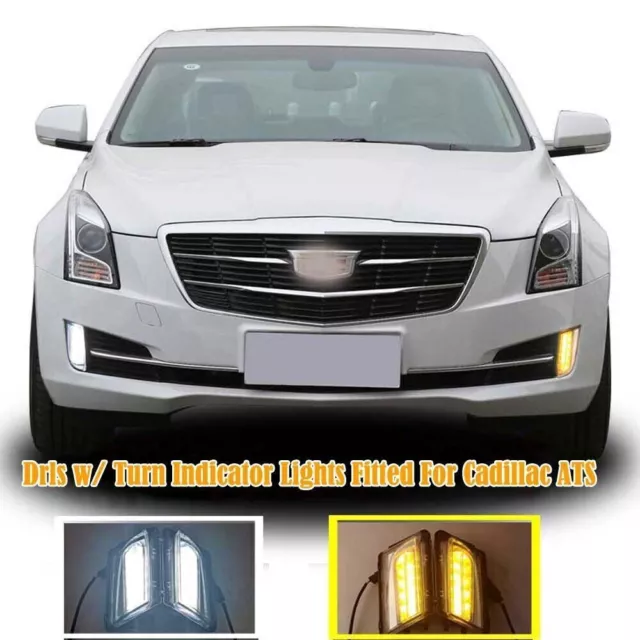 LED Daytime Running Light DRLs Turn Indicator Fog Lamp Bumper For Cadillac ATS