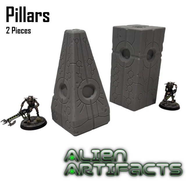 Painted up some 3d printed Necron terrain for our FLGS. Enjoy your