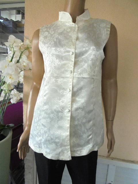Chemisier Chic Blanc Vintage Dentelle Sans Manches - Taille TM/38 - Neuf Sans étiquette