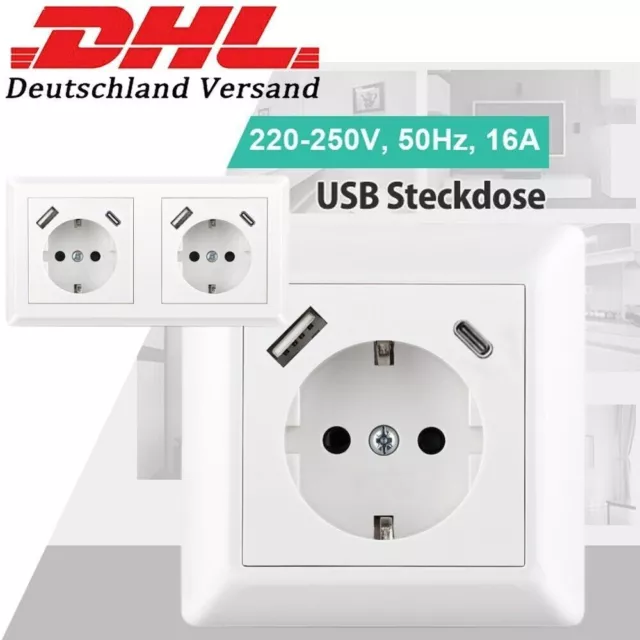 Typ C USB-Steckdose Schuko Wandsteckdose Unterputz für Gira System 55, Jung uvm.