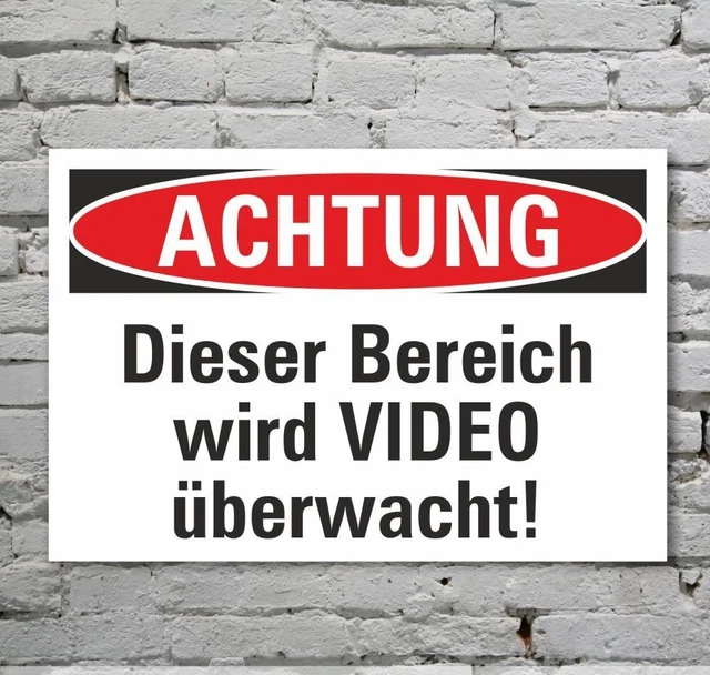 Alu-Schild 'Achtung – Grundstück Wird Videoüberwacht' – 200x140 Mm, 3 Mm Dibond, Wetterfest