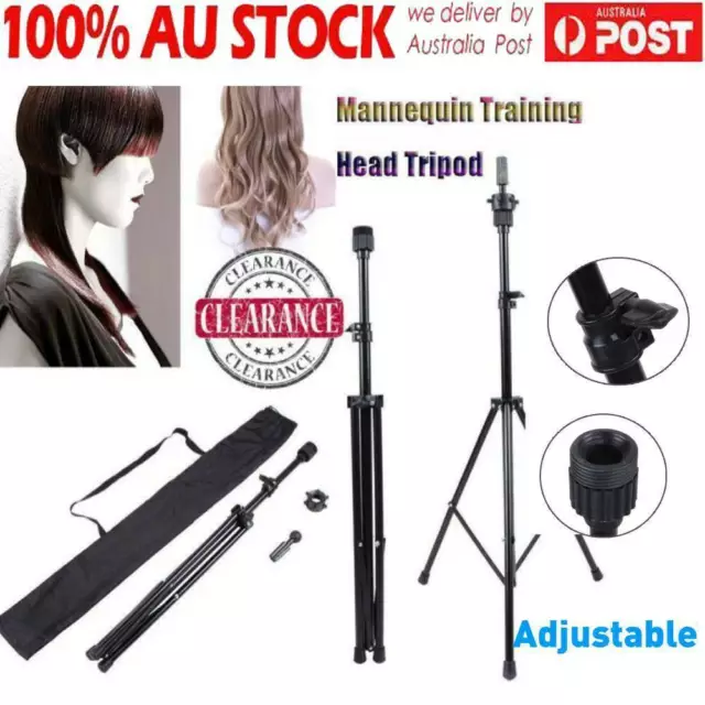 Adjustable Wig Head Stand Mannequin Tripod Holder for Hairdressing