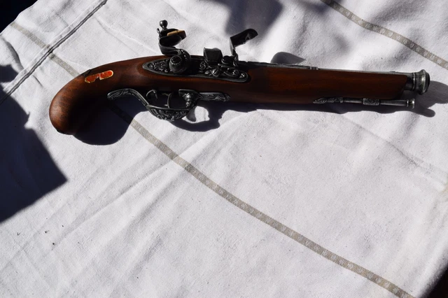 Réplique De Pistolet à Silex 2 Canons – France 18ème – Denix – Décoration