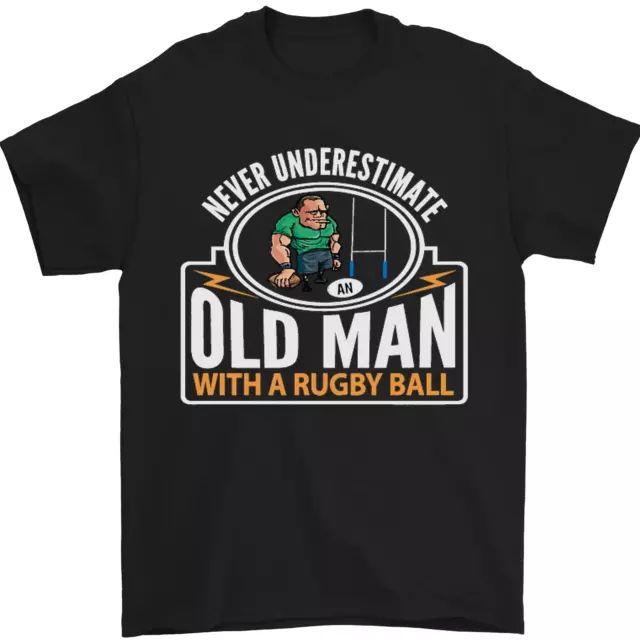 Un Uomo Anziano Con Pallone da Rugby Player Divertente T-Shirt 100% Cotone