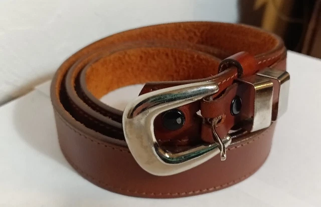 COWHIDE BELT TOREL Top Grain Dark Brown Silver Buckle Made in