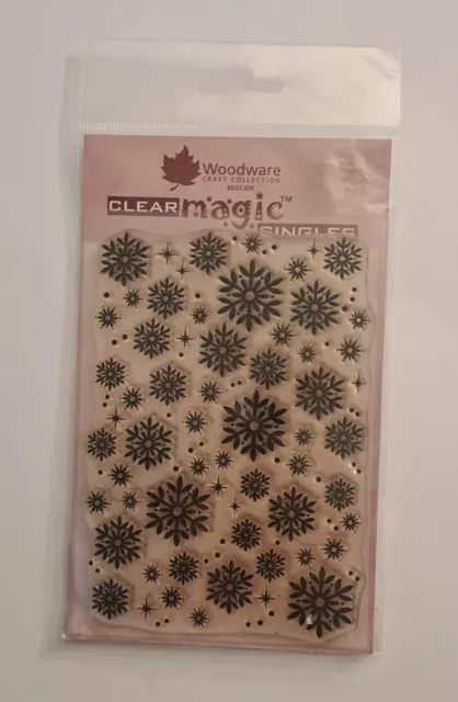 Woodware Snowflakes And Sparkles Clear Cling Stamp Set. Vgc Craft Cardmaking