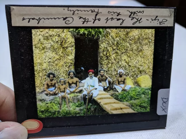 Colored Glass Magic Lantern Slide DUX FIJI NATIVES The Last of the Cannibals
