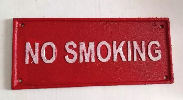 NO SMOKING Cast Iron Sign Office Home Wall Decor