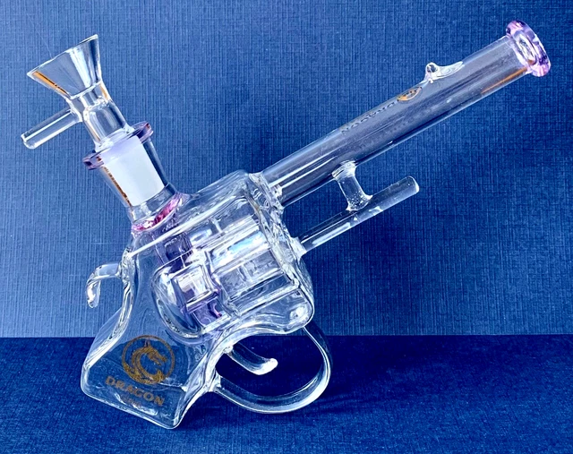 7.5 Inches Long Clear & Pink Glass Tobacco Water Pipe with 14mm Male Glass Bowl