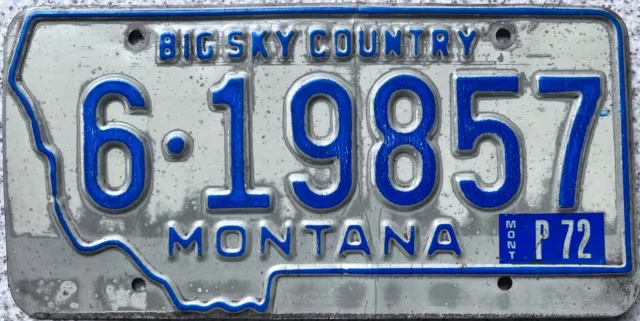 1972 Expiry Montana Big Sky Country American License Number Plate 6-19857