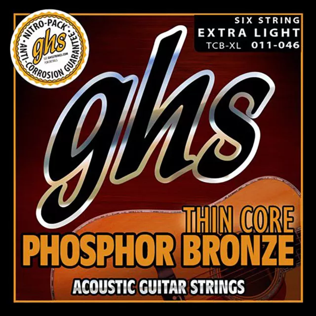 GHS TCB-XL Thin Core Phosphor Bronze Acoustic Guitar Strings, Extra Light, 11-46