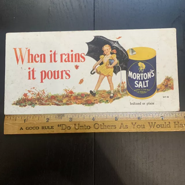 Morton's Salt Ink Blotter  - When it rains it pours - Mortons Iodized Plain 947B