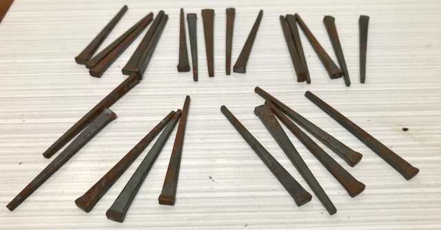 Lot Of 25 Square Cut Authentic Vintage Steel 2” Inch Nails