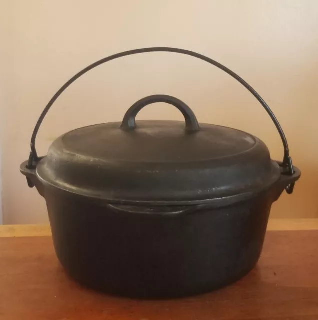 Vtg Griswold Large Block Logo No 8 Cast Iron Tite-Top Dutch Oven With Lid