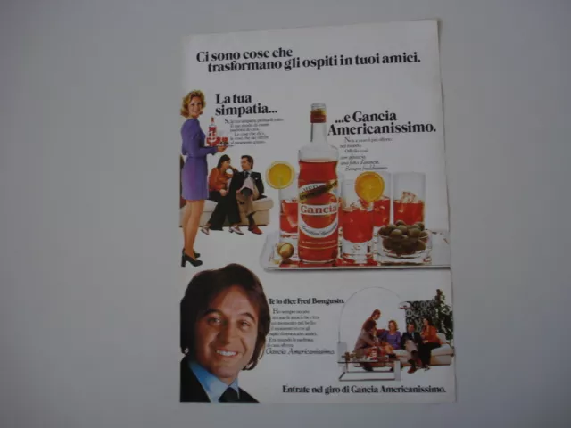 advertising Pubblicità 1974 AMARO GANCIA e FRED BONGUSTO