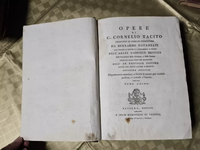 Antico libro Taciti Opera - opere di Cornelio Tacito tomo primo. Da Collezione