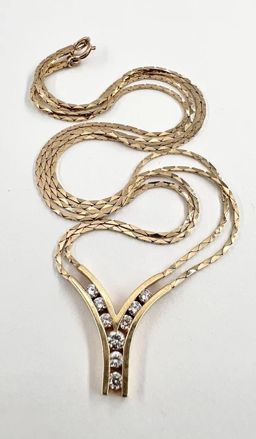 Jose Hess 14k Yellow Gold .50ct VS Diamond Formal V Shaped Pendant Necklace Jose Hess 14k Yellow Gold .50ct VS Diamond Formal V Shaped Pendant Necklace