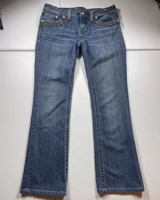 Miss Me Jeans Women’s 28 Blue Boot Cut Low Rise Dark Wash Denim Stretch JW5087B5