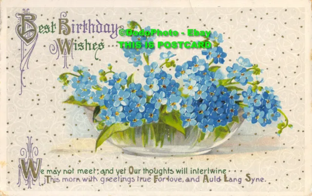 R368346 Best Birthday Wishes. Blue Flowers. Wildt and Kray. Series. 2888. 1913