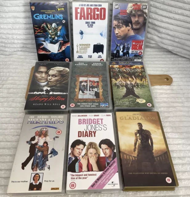9 X JOB LOT Bundle VHS Video Tapes Of CLASSIC FILMS *Fargo Gladiator Gremlins*