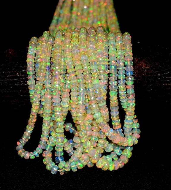 AAA+ Qualité 16 " Naturel Éthiopien Feu Opale à Facettes Perles Collier 1 Strand