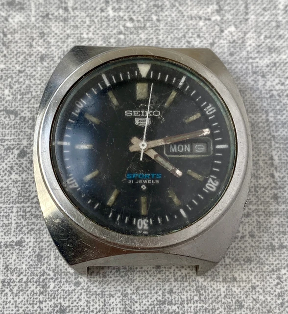 Seiko 5 Sports 6119-6023 Automatic Vintage Men’s Watch 21 Jewels Black Dial