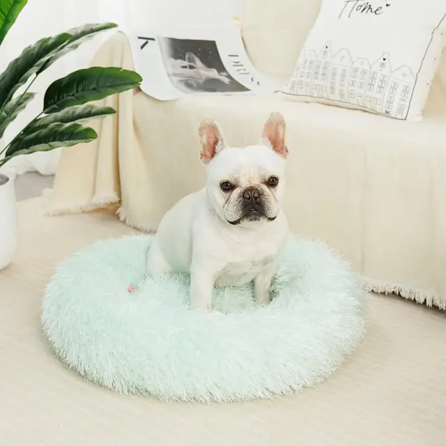 Calming Dog Cat Bed for Small Medium Large Dogs Pets Anti-Anxiety round Donut Pl