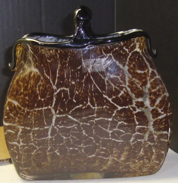 Vintage Hand-Blown Art Glass Clutch Purse (Murano?) Faux Tortoise Shell