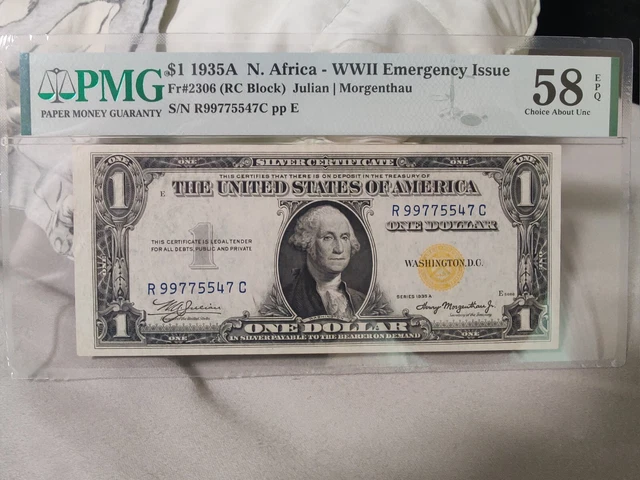 Fr2306 1 North Africa Emergency Issued Currency Silver Certificate PMG 58 EPQ