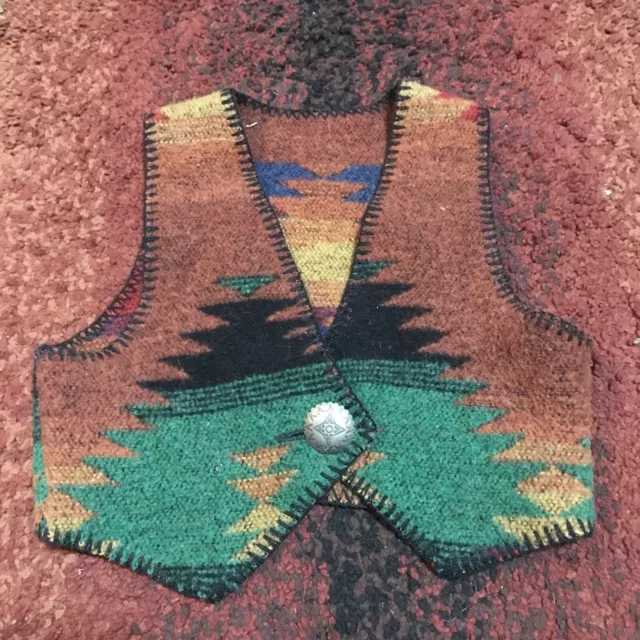 Vintage Kid's SERAPE VEST Folk Style Western cowboy aztec RARE B16
