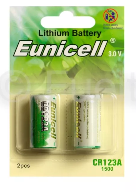 2 X CR123A 3V Lithium Battery 123 CR123 DL123 CR17345 Camera Battery Eunicell