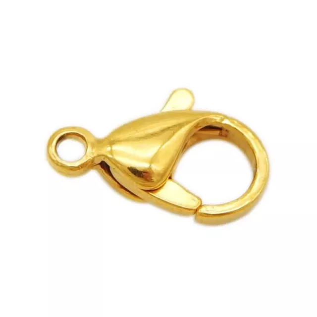 50pcs/lot 18k Gold Plated Stainless Steel Lobster Clasp Hook Claw Clasp Findings