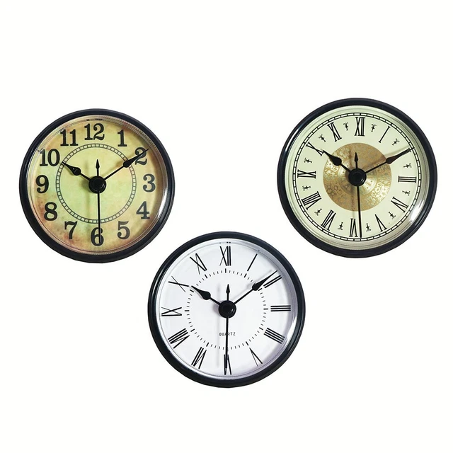 Insert Horloge Rond à Quartz 36 Mm - Cadran Blanc Chiffres Arabes Dorés - Pièce DIY Pour Horloge Miniature