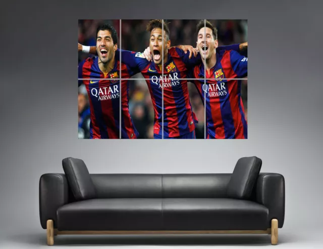 Neymar Messi Suarez FC Barcelona Wall Art Plakat Groß Format A0 Groß Druck