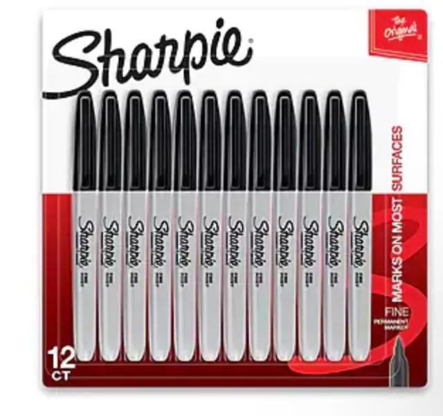 Sharpie Ultra Fine Tip Permanent Marker - Black, Pack of 12 (37001)