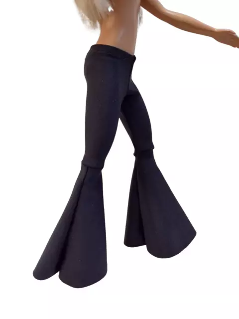 Bell Bottom Leggings Fits Barbie Doll  Disco 70s Retro 11.5 Black