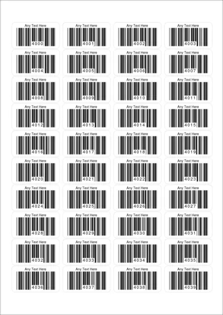 Code 39 Barcode Number Stickers Unique Personalised Sequential Sticky Labels 3