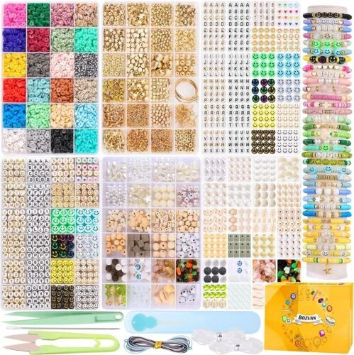 Kit de fabricación de brazaletes TULADUO 4 cajas de cuentas de arcilla para adolescentes de 6-12 años,...