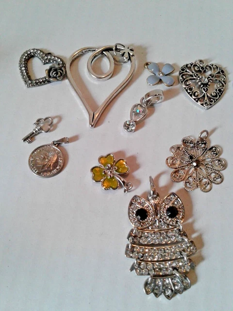 Job Lot  necklace charms silver tone