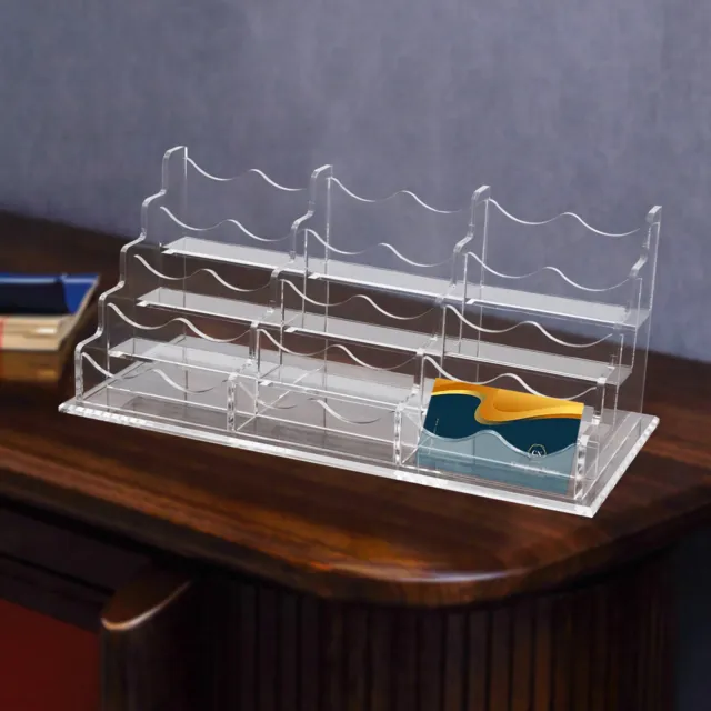 12-Pocket Clear Acrylic Counter-Top Business Card Holder Office Display Stand