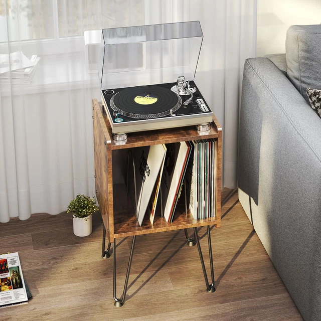 RECORD PLAYER STAND Vinyl Album Storage with Hairpin Legs End