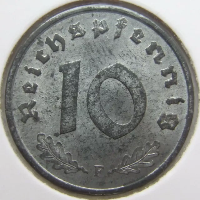 Münze Alliierte Besatzung 10 Reichspfennig 1947 F in Stempelglanz