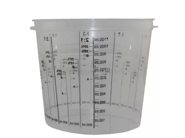 200 Mischbecher 1400 ml Laborbecher Anrührbecher Lack Skala bis 1100 ml (1400)