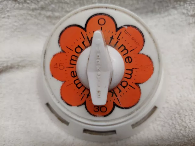 Retro Mark Time Bell Timer Orange Flower 60s MCM Kitchen Works Vintage