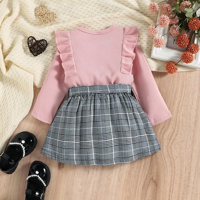 Kids Baby Girls Ruffle Tops + Skirts Outfits Toddler Party Dress Clothes Set UK 8