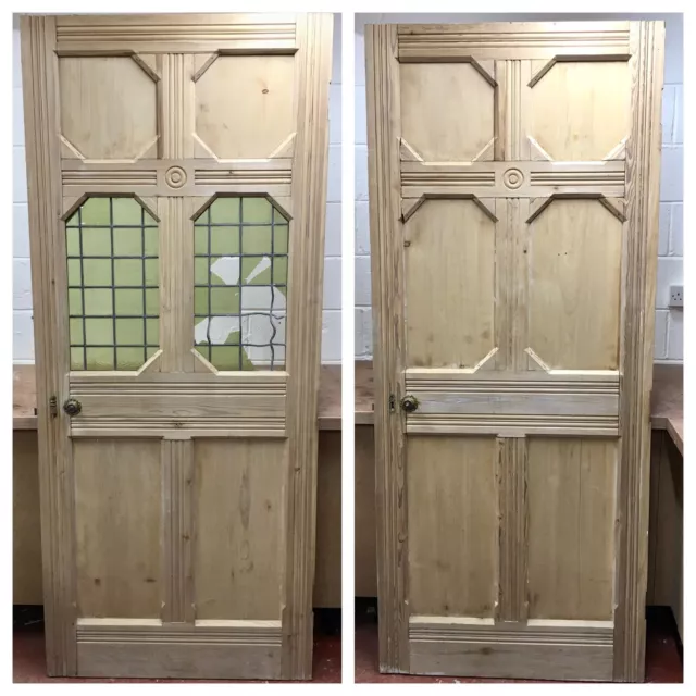 Stunning Large Reclaimed Victorian Stained Glass Pitch Pine Chapel Church Doors