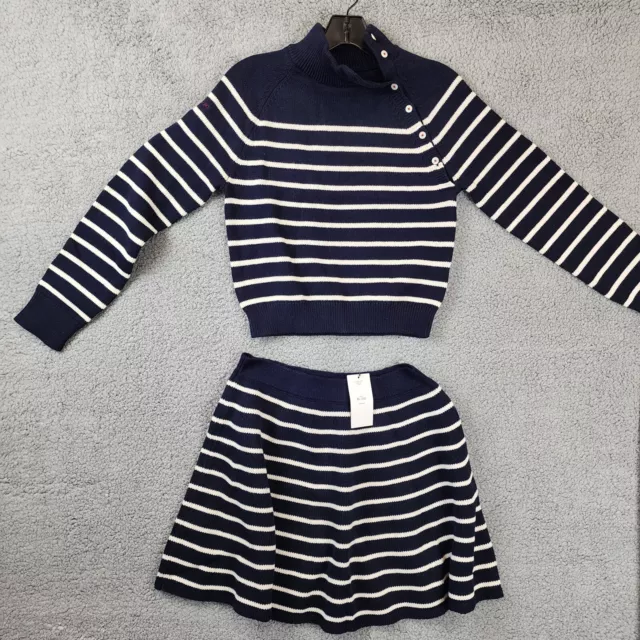 Polo Ralph Lauren Two-Piece Striped Sweater & Skirt Set Girl's XL (16) Navy +