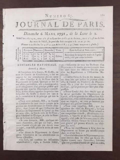 Cantal en 1791 Saint Flour Aurillac Auvergne pendant la Revolution Française